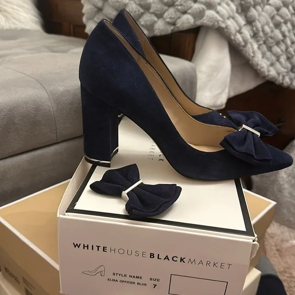 White House Black Market 3.5inch heels. Color is Elisa Officer Blue. - Picture 2 of 4